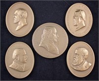 5 Presidential Mint Medals, 1 Round, 4 Oval medals