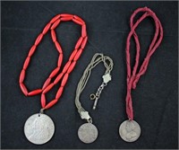 Three Coin/Medal Necklaces, Queen Anne, King Georg