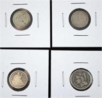 1840-O, 1841-O, 1860-O 1/2 Dime, 1865 3 Cent