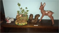 Baby deers, happy squirrel and lamb