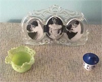 Fenton fluted Bowl, Glass Picture Frame, Chinese