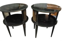 Pair of Vintage Round Asian Side Tables