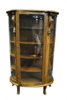 Bow Front Lion Head Oak China Cabinet