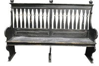 Distressed Painted Black Deacons Bench