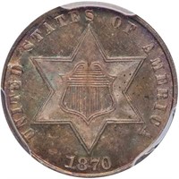 3CS 1870 PCGS MS67 CAC