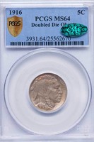 5C 1916 DOUBLE DIE OBVERSE. PCGS MS64 CAC