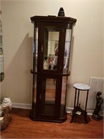 Mahongany  double curio with curved side glass 6'