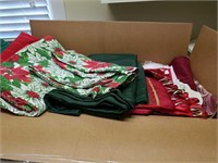 Large box of Christmas linens