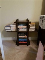 Wooden bookshelf with books