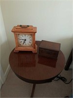 Oak case shelf clock & musical jewelry box