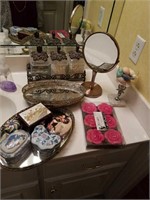 Misc lot of mirrors, soap, holders