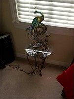 Metal peacock clock  with table