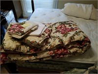 Full size burgundy poinsettia bed set- sheets, 2