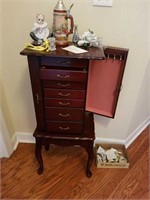 Queen ann style jewelry chest cherry finish