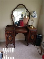 French country vanity dresser walnut with burel