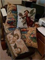 Set of 5 Angel and tabestry pillows