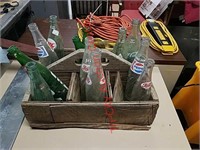 > Vintage wood nail crate / box w/ pop bottles
