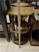 > 2 matching round end tables / stands -solid wood