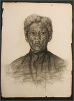 Charcoal Portrait Old Black Woman