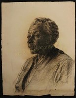 Charcoal Portrait Old Black Man