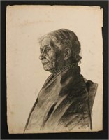 Charcoal Portrait of Old Woman
