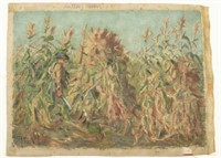 "Cutting Corn" Oil on Canvas