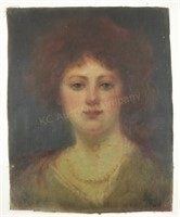 1922 Portrait of Red Head Woman Oil on Canvas