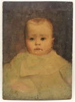Baby Fayette Harris Portrait Oil on Board
