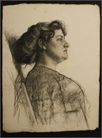 Charcoal Profile Portrait of Woman