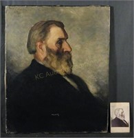 1889 "Father" Portrait Oil on Canvas w/Picture