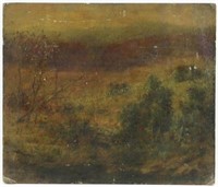1914 Tonalist Plein Air Landscape Oil on Board