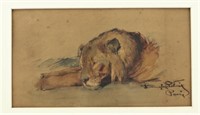 Lion Watercolor. Paris. 1886-88. Nelson-Atkins