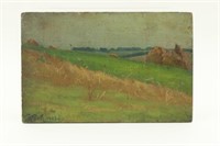 1903 Wheat Field Plein Air Painting. O/B