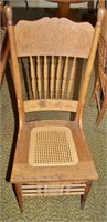 OAK CARVED, SPINDLE BACK DINING CHAIRS - 6 TIMES