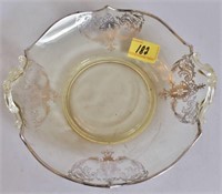 2 HANDLED CRYSTAL TRAY WITH SILVER LACE WORK