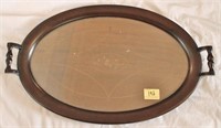 OVAL INLAID WOODEN SERVING TRAY