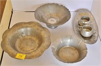 6 PEWTER SERVING PIECES
