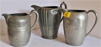 3 PEWTER PITCHERS