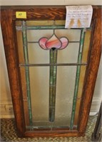 LEAD GLASS, STAINED TULIP DESIGN WINDOW FROM RAY
