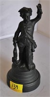 CAST COLONIAL BOY WITH RABBIT - 9 1/2" HIGH