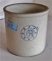 INDIAN HEAD CHEESE CROCK MEASURES 6" W X 6" H