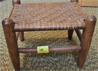PRIMITIVE FOOT STOOL WITH WOVEN SEAT