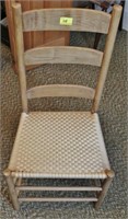 PRIMITIVE LADDER BACK CHAIR WITH FABRIC WOVEN