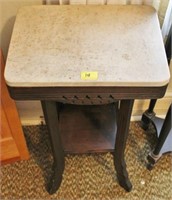 VICTORIAN MARBLE TOP PLANT STAND 17" W X 13" D X