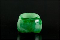 Burma Green Jadeite Carved Ring