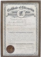 1899 Certificate of U. S. Citizenship