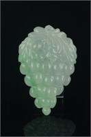 Chinese Green Jadeite Carved Grapes Pendant