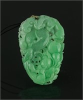 Chinese Green Jade Carved Dragon Pendant
