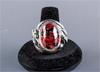 Chinese Silver Crystal Doulbe Dragon Ring