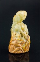 Chinese Russet Skin Hetian Jade Carved Bird